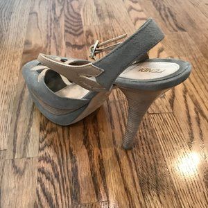 Fendi Light Grey Suede Heels